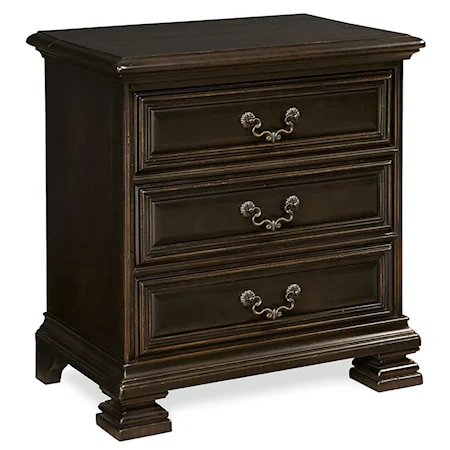 3 Drawer Nightstand with Flip-Up Lid